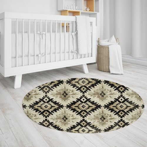LANDERSION Geometrisches Muster Runde Fläche Teppiche Aztec Vintage Design Zirkulärer Teppich Rutschfester Faltbarer niedrigfloriger Teppich für Wohnzimmer Schlafzimmer Küche 240cm LANDERSION Geometrisches Muster Runde Fläche Teppiche Aztec Vintage Design Zirkulärer Teppich Rutschfester Faltbarer niedrigfloriger Teppich für Wohnzimmer Schlafzimmer Küche 240cm von LANDERSION