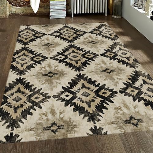 LANDERSION Geometrisches Muster waschbare Flächenteppiche Aztec Vintage Design Teppich Rutschfester Faltbarer weicher niederfloriger Teppich für Wohnzimmer Schlafzimmer Küche 180x300cm LANDERSION Geometrisches Muster waschbare Flächenteppiche Aztec Vintage Design Teppich Rutschfester Faltbarer weicher niederfloriger Teppich für Wohnzimmer Schlafzimmer Küche 180x300cm von LANDERSION