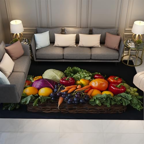LANDERSION Herbst Obst Gemüse Küchenteppiche Vintage Schwarz Bauernhaus Dekor Bereich Teppich für Esszimmer niedrigfloriger waschbarer Teppich Fußmatten 60x90cm LANDERSION Herbst Obst Gemüse Küchenteppiche Vintage Schwarz Bauernhaus Dekor Bereich Teppich für Esszimmer niedrigfloriger waschbarer Teppich Fußmatten 60x90cm von LANDERSION