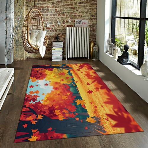 LANDERSION Herbst Wald Teppich Fallendes Rotes Ahornblatt Ästhetische dekorative kleine Teppiche Rutschfester weicher niedriger Florteppich für Wohnzimmer Studio 150x210cm LANDERSION Herbst Wald Teppich Fallendes Rotes Ahornblatt Ästhetische dekorative kleine Teppiche Rutschfester weicher niedriger Florteppich für Wohnzimmer Studio 150x210cm von LANDERSION