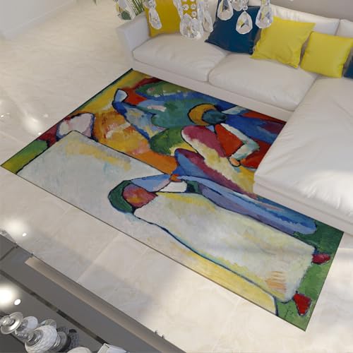 LANDERSION Improvisation 6 (Afrikanischer) Teppich Wassily Kandinsky Stil Großflächiger Teppich für Küche Eingangsmatte Rutschfester waschbarer Teppich für Wohnzimmer 60x90cm von LANDERSION