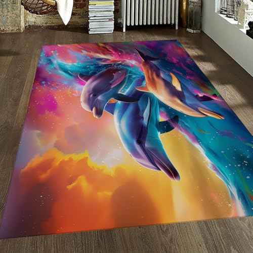 LANDERSION Jumping Dolphin Area Teppich Fantasy Ocean Tropische Tierfischteppiche Rutschfester waschbarer dünner Mattenteppich für Wohnzimmer Schlafzimmer Arbeitszimmer 60x120cm LANDERSION Jumping Dolphin Area Teppich Fantasy Ocean Tropische Tierfischteppiche Rutschfester waschbarer dünner Mattenteppich für Wohnzimmer Schlafzimmer Arbeitszimmer 60x120cm von LANDERSION