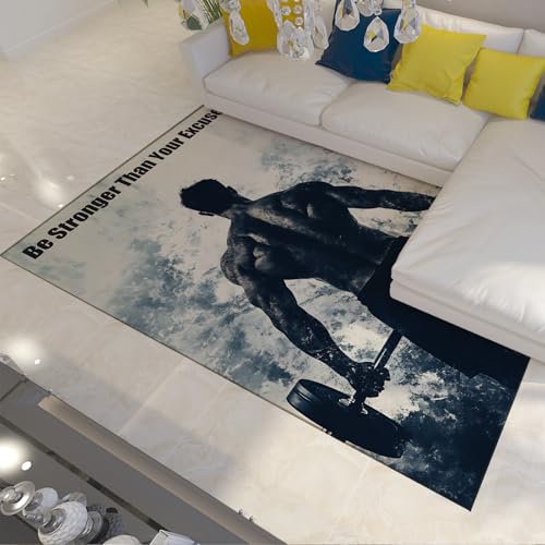 Langhantel Gewichtheben Sport Themenbereich Teppiche Fitness Liebhaber Indoor Bodenmatte für Teenager Erwachsene Rutschfester Kurzflorteppich für Nachttisch Fitnessstudio 60x90cm Langhantel Gewichtheben Sport Themenbereich Teppiche Fitness Liebhaber Indoor Bodenmatte für Teenager Erwachsene Rutschfester Kurzflorteppich für Nachttisch Fitnessstudio 60x90cm von LANDERSION