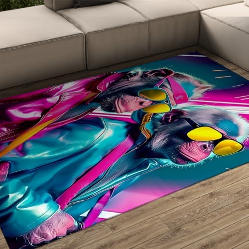 LANDERSION Mode Monkey Area Teppich Modernes kreatives Design waschbare Schlafzimmerteppiche Faltbarer Rutschfester Innenteppich mit niedrigem Flor für Wohnheimwohnung 60x120cm LANDERSION Mode Monkey Area Teppich Modernes kreatives Design waschbare Schlafzimmerteppiche Faltbarer Rutschfester Innenteppich mit niedrigem Flor für Wohnheimwohnung 60x120cm von LANDERSION