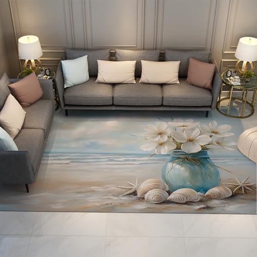Moderne Ölgemälde Stil Bereich Teppiche Abstrakter Ozean Strand Muschel Vase Blumenteppich Waschbare Innen-Außenteppiche für Balkon Terrasse Moderne Ölgemälde Stil Bereich Teppiche Abstrakter Ozean Strand Muschel Vase Blumenteppich Waschbare Innen-Außenteppiche für Balkon Terrasse von LANDERSION