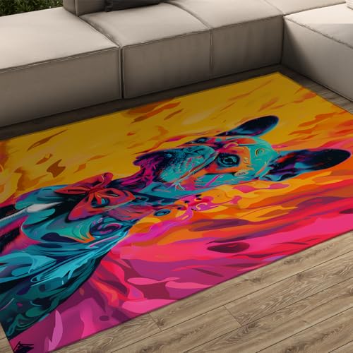 LANDERSION Moderne abstrakte Wohnzimmerbereich Teppiche Colorful Gentleman Hund Tier Thema Teppich Ultra weicher Rutschfester niedrigfloriger Teppich für Küchenwäsche 160x200cm LANDERSION Moderne abstrakte Wohnzimmerbereich Teppiche Colorful Gentleman Hund Tier Thema Teppich Ultra weicher Rutschfester niedrigfloriger Teppich für Küchenwäsche 160x200cm von LANDERSION