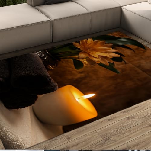 LANDERSION Moderne minimalistische Stil Bereich Teppiche Warme Kerzen Vintage Blumen Dunkles Handtuch Muster Rutschfester dünner Teppich für Schlafzimmer Lounge 80x150cm LANDERSION Moderne minimalistische Stil Bereich Teppiche Warme Kerzen Vintage Blumen Dunkles Handtuch Muster Rutschfester dünner Teppich für Schlafzimmer Lounge 80x150cm von LANDERSION