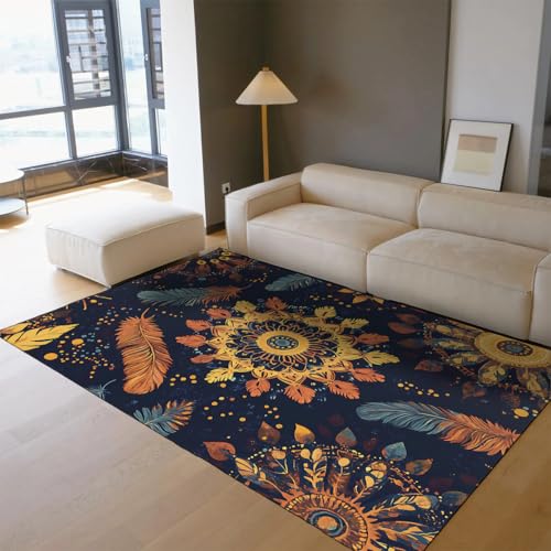 LANDERSION Moderner Aquarell Boho Teppich Vintage Feder Blumen Art Deco Bereich Teppiche Waschbarer Rutschfester Niederflorteppich für Büro Spielzimmer Studio 120x240cm LANDERSION Moderner Aquarell Boho Teppich Vintage Feder Blumen Art Deco Bereich Teppiche Waschbarer Rutschfester Niederflorteppich für Büro Spielzimmer Studio 120x240cm von LANDERSION