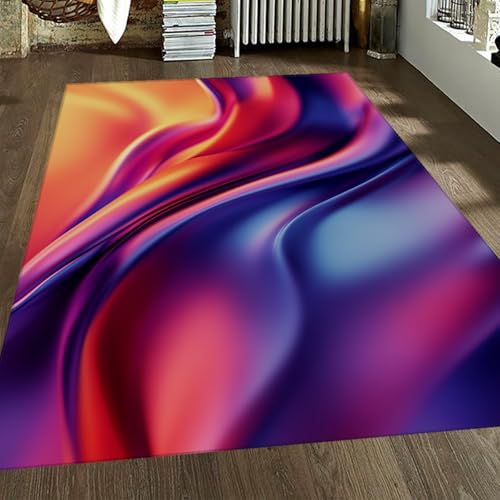 LANDERSION Moderner Farbverlaufsteppich Bunte fließende Welle Elegante dekorative Teppiche Waschbarer Rutschfester Teppich mit niedrigem Flor für Wohnzimmer Esszimmer Schlafzimmer 120x180cm von LANDERSION