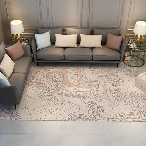 LANDERSION Moderner skandinavischer Teppich für das Wohnzimmer Abstrakte Wirbel Design Teppiche Waschbarer Niederflorteppich für Schlafzimmer Küche Leicht zu reinigen 60x90cm von LANDERSION