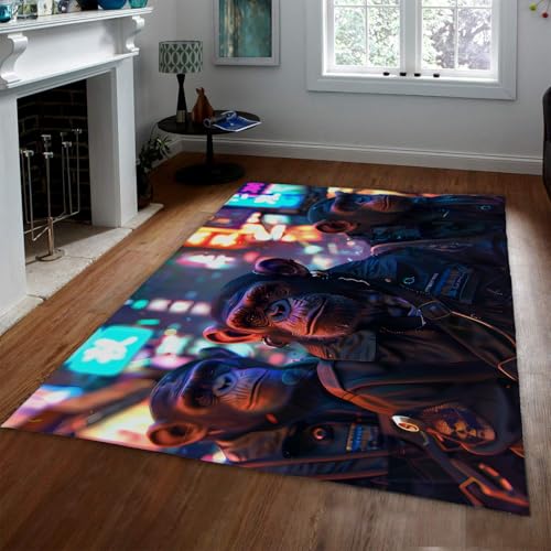 LANDERSION Neon Street Teppich Fantasy Tier AFFE Print Rechteck Bereich Teppiche Waschbarer Rutschfester dünner Teppich für Wohnzimmer Erwachsene Schlafzimmer Dekor 160x200cm LANDERSION Neon Street Teppich Fantasy Tier AFFE Print Rechteck Bereich Teppiche Waschbarer Rutschfester dünner Teppich für Wohnzimmer Erwachsene Schlafzimmer Dekor 160x200cm von LANDERSION