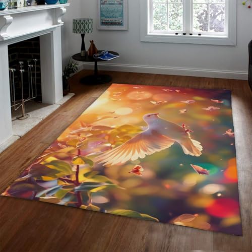 Niedlicher Tauben-Vogel-Teppich fallende Blütenblätter Sonnenuntergang Szene Bereich Teppiche waschbarer Rutschfester dünner Teppich für Schlafzimmer Kinderzimmer 150x210cm Niedlicher Tauben-Vogel-Teppich fallende Blütenblätter Sonnenuntergang Szene Bereich Teppiche waschbarer Rutschfester dünner Teppich für Schlafzimmer Kinderzimmer 150x210cm von LANDERSION
