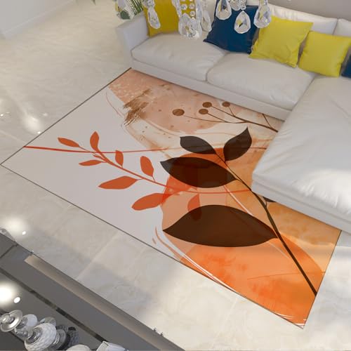 LANDERSION Outdoor Teppiche Boho Abstrakte Geometrie Blätter Innenbereich Teppich leicht zu reinigen waschbar großer Teppich für Terrasse Deck Camping Strand Hinterhof 100x150cm von LANDERSION