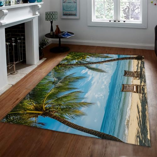 LANDERSION Ozean Strand Meerwasser Bereich Teppich Tropische Palme Stühle Indoor Outdoor Akzent Teppiche Nicht Haaren Niederflorteppich für Eingangsküche 120x240cm LANDERSION Ozean Strand Meerwasser Bereich Teppich Tropische Palme Stühle Indoor Outdoor Akzent Teppiche Nicht Haaren Niederflorteppich für Eingangsküche 120x240cm von LANDERSION