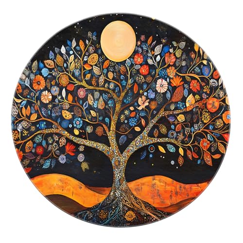 LANDERSION Runde Wohnzimmerteppiche Abstrakter Boho Lebensbaum Blätter Mond Kreis Bereich Teppich Weicher dünner Rutschfester Teppiche Schlafzimmer unter Esstisch 90cm LANDERSION Runde Wohnzimmerteppiche Abstrakter Boho Lebensbaum Blätter Mond Kreis Bereich Teppich Weicher dünner Rutschfester Teppiche Schlafzimmer unter Esstisch 90cm von LANDERSION