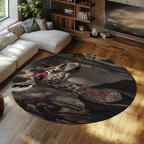 LANDERSION Runder Rutschfester Teppich für Schlafzimmer Mode Giraffe Dark College Circle Bereich Ruga waschbarer Flauschiger niedriger Florteppich für Wohnheim Spielzimmer Wohnkultur 240cm LANDERSION Runder Rutschfester Teppich für Schlafzimmer Mode Giraffe Dark College Circle Bereich Ruga waschbarer Flauschiger niedriger Florteppich für Wohnheim Spielzimmer Wohnkultur 240cm von LANDERSION