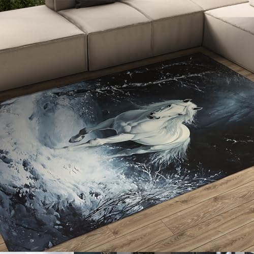 LANDERSION Rustikaler Bauernhof Bauernhof Tierbereich Teppich Galoppierende Pferdeteppiche für Schlafzimmer Wohnzimmer Rutschfester weicher niedriger Flor Wurfteppich für Schlafsaal 60x120cm LANDERSION Rustikaler Bauernhof Bauernhof Tierbereich Teppich Galoppierende Pferdeteppiche für Schlafzimmer Wohnzimmer Rutschfester weicher niedriger Flor Wurfteppich für Schlafsaal 60x120cm von LANDERSION