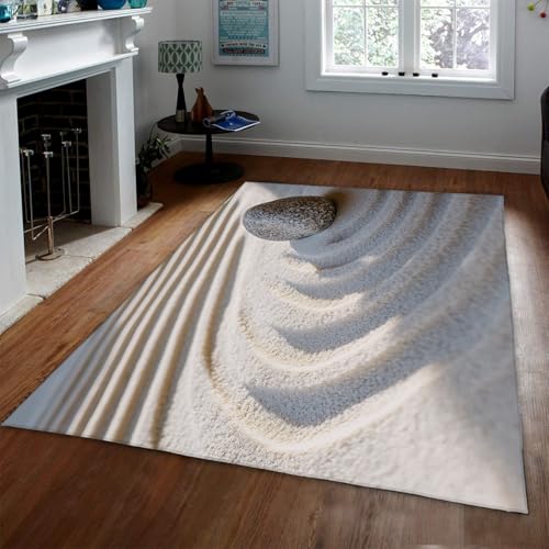 LANDERSION Strand Sand Stein Bereich Teppiche Leicht zu reinigen Weicher Rutschfester Teppich für Teenager Mädchen Jungen Schlafzimmer Wohnzimmer Lounge Büro 140x200cm von LANDERSION
