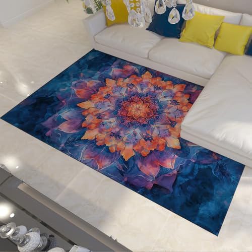 LANDERSION Teppiche Orientalischer traditioneller Aquarell Abstrakter Blumenteppich für Wohnzimmer Rutschfester Faltbarer Teppich für Büro Küche Flur 60x120cm LANDERSION Teppiche Orientalischer traditioneller Aquarell Abstrakter Blumenteppich für Wohnzimmer Rutschfester Faltbarer Teppich für Büro Küche Flur 60x120cm von LANDERSION