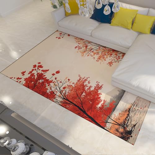 LANDERSION Traditioneller ästhetischer Herbstthema-Großflächenteppich roter Ahorn-Seelandschaftsteppich waschbarer Rutschfester Niederflorteppich für die Küche 60x120cm LANDERSION Traditioneller ästhetischer Herbstthema-Großflächenteppich roter Ahorn-Seelandschaftsteppich waschbarer Rutschfester Niederflorteppich für die Küche 60x120cm von LANDERSION