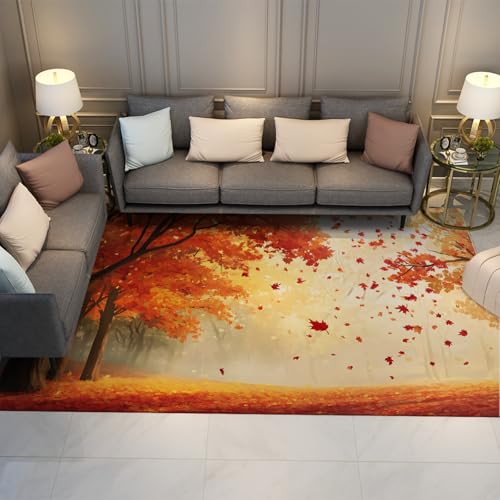 LANDERSION Traumhafter Herbst-Waldteppich fallende rote Blätter Hazy Scene Area Teppich Rutschfester pflegeleichter niedrigfloriger Teppiche für Wohnzimmer Schlafzimmer Studio 140x200cm LANDERSION Traumhafter Herbst-Waldteppich fallende rote Blätter Hazy Scene Area Teppich Rutschfester pflegeleichter niedrigfloriger Teppiche für Wohnzimmer Schlafzimmer Studio 140x200cm von LANDERSION