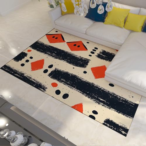 LANDERSION Ultra weiche waschbare Teppiche Rutschfester Vintage Small Dot Schwarz Braun Zeitgenössischer Kunstteppich für Schlafzimmer Esszimmer College Dorm 180x240cm von LANDERSION