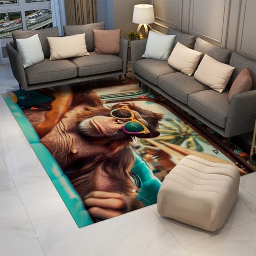 LANDERSION Verspielte Gorilla Bereich Teppiche Lustige Tropische Tier gedruckt Zerren rutschfest waschbar dünne Bodenmatte Teppich für Wohnzimmer Schlafzimmer Wohnkultur 60x90cm LANDERSION Verspielte Gorilla Bereich Teppiche Lustige Tropische Tier gedruckt Zerren rutschfest waschbar dünne Bodenmatte Teppich für Wohnzimmer Schlafzimmer Wohnkultur 60x90cm von LANDERSION