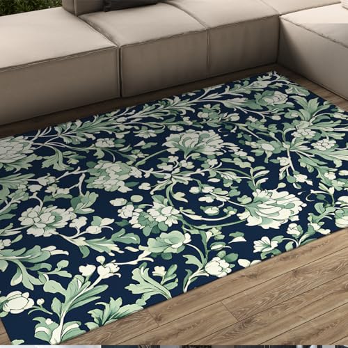 LANDERSION Vintage Botanische Bereich Teppiche Boho Schlafzimmer Dekor Retro Blumen Frühling Garten Grüner Teppich Low Pile Rutschfester Faltbarer Teppich für Esszimmer 150x210cm LANDERSION Vintage Botanische Bereich Teppiche Boho Schlafzimmer Dekor Retro Blumen Frühling Garten Grüner Teppich Low Pile Rutschfester Faltbarer Teppich für Esszimmer 150x210cm von LANDERSION