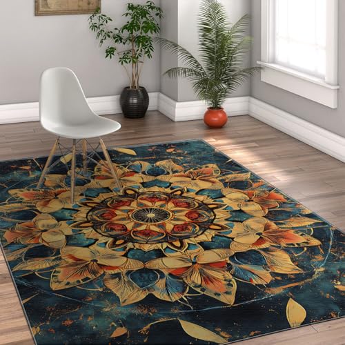 LANDERSION Vintage Türmatte Abstrakte rustikale Blumenteppiche für Bauernhaus Schlafzimmer Rutschfester Innenteppich mit niedrigem Flor für Eingangsküche unter Tisch 90x120cm LANDERSION Vintage Türmatte Abstrakte rustikale Blumenteppiche für Bauernhaus Schlafzimmer Rutschfester Innenteppich mit niedrigem Flor für Eingangsküche unter Tisch 90x120cm von LANDERSION