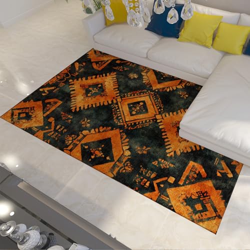 LANDERSION Vintage rustikale Boho Wohnzimmerteppiche abstrakte geometrische Azteken ethnische Bereich Teppich weicher Rutschfester Teppich Braun dunkelgrün Bauernhaus Dekor 90x120cm LANDERSION Vintage rustikale Boho Wohnzimmerteppiche abstrakte geometrische Azteken ethnische Bereich Teppich weicher Rutschfester Teppich Braun dunkelgrün Bauernhaus Dekor 90x120cm von LANDERSION