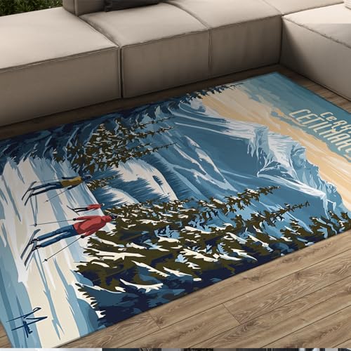 Waschbare Outdoor-Teppiche für Innenbereich Winter Schnee Kiefern Skiszene Design Area teppiche Faltbarer Rutschfester Teppich für Eingangsflure 100x150cm Waschbare Outdoor-Teppiche für Innenbereich Winter Schnee Kiefern Skiszene Design Area teppiche Faltbarer Rutschfester Teppich für Eingangsflure 100x150cm von LANDERSION