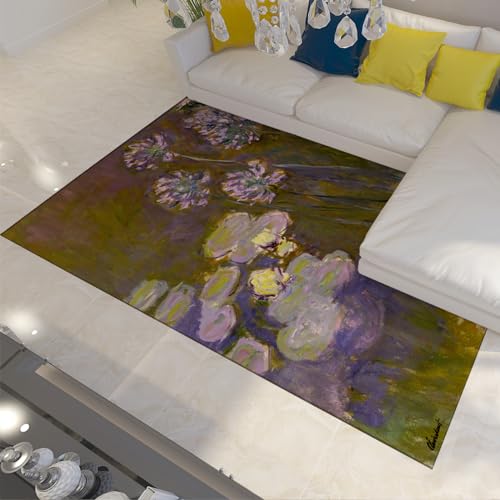 LANDERSION Waschbare Teppiche Seerosen von Claude Monet rutschfest und pflegeleicht Ideal für stark frequentierte Bereiche für Wohnzimmer Schlafzimmer Wohnkultur 40x60cm von LANDERSION