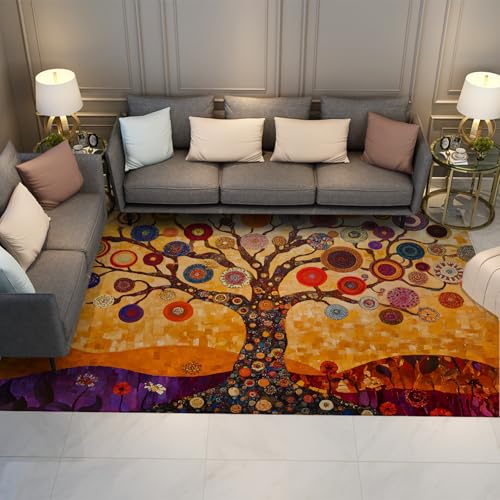 LANDERSION Waschbare Wohnzimmerteppiche Abstraktes Ölgemälde Baum des Lebens Akzentbereich Teppich Rutschfester niedriger Flor Großer Teppich für Esszimmer Nachttisch 100x150cm LANDERSION Waschbare Wohnzimmerteppiche Abstraktes Ölgemälde Baum des Lebens Akzentbereich Teppich Rutschfester niedriger Flor Großer Teppich für Esszimmer Nachttisch 100x150cm von LANDERSION