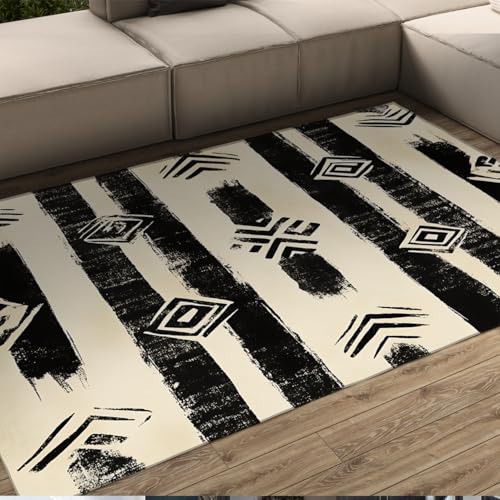 LANDERSION Waschbarer großer Teppich schwarz weiß Boho Bereich Teppiche für Wohnzimmer Schlafzimmer flauschig rutschfeste dünne Fußmatten Teppich für Küche Wohnkultur 180x300cm LANDERSION Waschbarer großer Teppich schwarz weiß Boho Bereich Teppiche für Wohnzimmer Schlafzimmer flauschig rutschfeste dünne Fußmatten Teppich für Küche Wohnkultur 180x300cm von LANDERSION