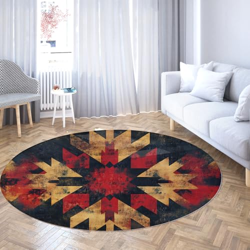 LANDERSION Weicher waschbarer Wohnzimmer-Großer-runder Teppich Vintage-Akzent-Kreis-Teppiche Rutschfester Faltbarer dünner Teppich für den Eingangsflur des Schlafzimmers 80cm LANDERSION Weicher waschbarer Wohnzimmer-Großer-runder Teppich Vintage-Akzent-Kreis-Teppiche Rutschfester Faltbarer dünner Teppich für den Eingangsflur des Schlafzimmers 80cm von LANDERSION