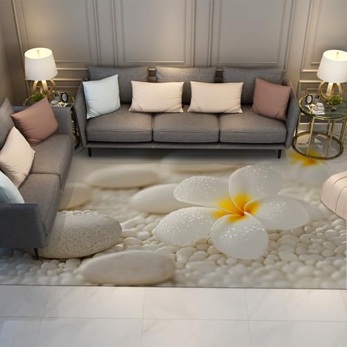 LANDERSION Weißer Spa Steine Teppich Weiße Orchidee Meditation Natur Kunstdruck Abwaschbare rutschfeste Teppiche für Esszimmer Schlafzimmer Schlafsaal 140x200cm LANDERSION Weißer Spa Steine Teppich Weiße Orchidee Meditation Natur Kunstdruck Abwaschbare rutschfeste Teppiche für Esszimmer Schlafzimmer Schlafsaal 140x200cm von LANDERSION