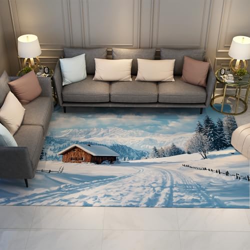 LANDERSION Winter Berg Bauernhaus Großflächenteppich Natur Schnee Szenerie Läufer Teppiche Rutschfester rechteckiger Teppich für Wohnzimmer Küche Flur 140x200cm LANDERSION Winter Berg Bauernhaus Großflächenteppich Natur Schnee Szenerie Läufer Teppiche Rutschfester rechteckiger Teppich für Wohnzimmer Küche Flur 140x200cm von LANDERSION