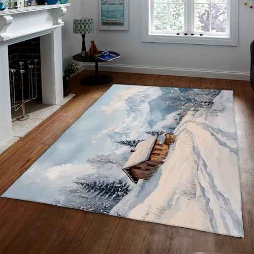 LANDERSION Winter Village Teppich für Eingangsbereich Schnee Bergkiefer verschneite Fläche Teppiche Indoor Kleine Türmatte Weicher niedriger Flor Rutschfester Schlafzimmerteppich 120x180cm LANDERSION Winter Village Teppich für Eingangsbereich Schnee Bergkiefer verschneite Fläche Teppiche Indoor Kleine Türmatte Weicher niedriger Flor Rutschfester Schlafzimmerteppich 120x180cm von LANDERSION