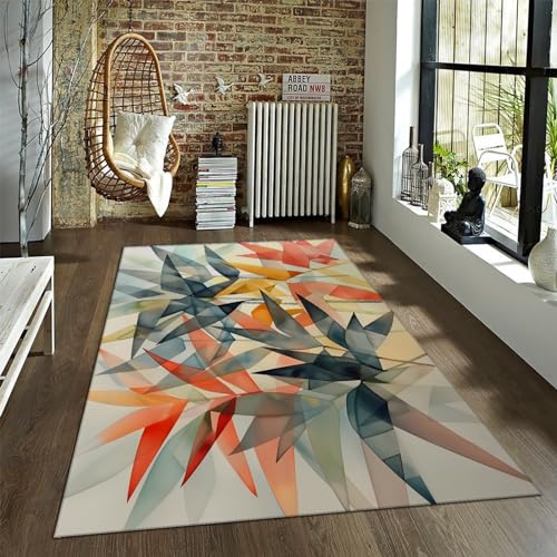 LANDERSION extra weicher Teppich Tinte Teppiche mehrfarbige Bambusblatt-Teppiche für Moderne rutschfeste Bodenteppiche für Sofa Wohnzimmer Schlafzimmer Dekor 180x275cm von LANDERSION