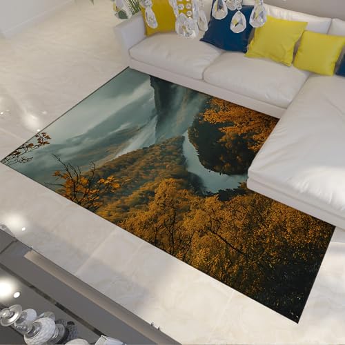 nebliger Bergteppich Herbst Wald Natur Landschaft Wohnzimmerbereich Teppiche waschbar Rutschfester niedriger Flor großer Teppich für Balkon Büro 60x90cm nebliger Bergteppich Herbst Wald Natur Landschaft Wohnzimmerbereich Teppiche waschbar Rutschfester niedriger Flor großer Teppich für Balkon Büro 60x90cm von LANDERSION