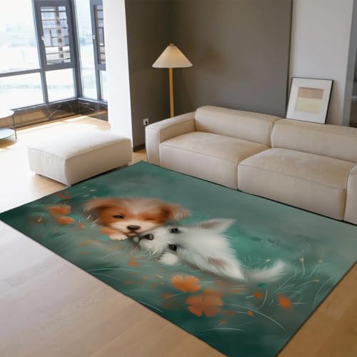 Lustige Hundebereich Teppiche Modernes Tierdesign Niedliches Dekor Teppich Waschbar Leicht zu reinigen Dünner Mint Grün Teppich für Eingangsbereich Spielzimmer Kinderzimmer 120x180cm Lustige Hundebereich Teppiche Modernes Tierdesign Niedliches Dekor Teppich Waschbar Leicht zu reinigen Dünner Mint Grün Teppich für Eingangsbereich Spielzimmer Kinderzimmer 120x180cm von LANDERSION