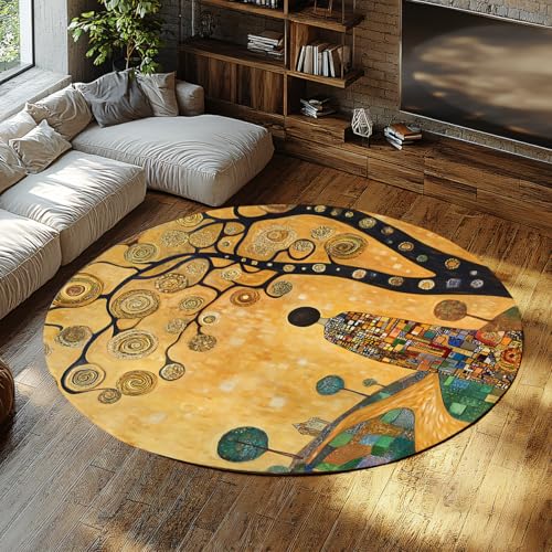 Luxus Abstrakter runder Teppich berühmte Malerei Wirbel Blatt Muster Kreis Bereich Teppiche waschbarer niedriger Florteppich für Wohnzimmer Schlafzimmer Büro 80cm von LANDERSION