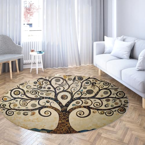 Magic Tree of Life Runde Teppiche für Wohnzimmer Indoor Rutschfester maschinenwaschbarer Kreisteppich für Flur Spielzimmer Bodendekoration 150cm Magic Tree of Life Runde Teppiche für Wohnzimmer Indoor Rutschfester maschinenwaschbarer Kreisteppich für Flur Spielzimmer Bodendekoration 150cm von LANDERSION