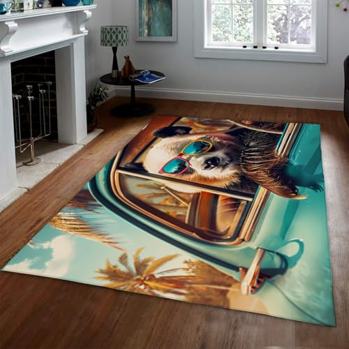 Mode Panda Dekor Teppich für Wohnzimmer Chic Sonnenbrille Spaß Design Bereich Teppiche Indoor Outdoor Rutschfester dünner Teppich für Schlafzimmer Balkon 180x300cm von LANDERSION