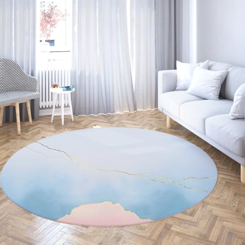 Moderne Ombre waschbare runde Teppiche himmelblauer Kreis Wohnzimmerteppich weicher Rutschfester niedriger Flor großer Teppich für Kinderzimmer Esszimmer 160cm Moderne Ombre waschbare runde Teppiche himmelblauer Kreis Wohnzimmerteppich weicher Rutschfester niedriger Flor großer Teppich für Kinderzimmer Esszimmer 160cm von LANDERSION