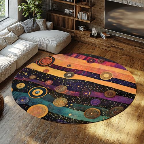 Moderne abstrakte kreisförmige Teppiche Vibrant Swirl geometrisches Muster waschbarer Rutschfester leicht zu reinigender runder Teppich für Eingangsbereich Nachttisch Kinderzimmer 160cm Moderne abstrakte kreisförmige Teppiche Vibrant Swirl geometrisches Muster waschbarer Rutschfester leicht zu reinigender runder Teppich für Eingangsbereich Nachttisch Kinderzimmer 160cm von LANDERSION
