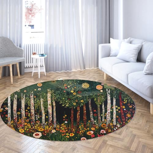 Moderne ästhetische Dekoration runde teppiche mystische Wald grüne blätter Blumen Boho waschbarer niederfloriger Teppich für esszimmer bauernhaus Schlafzimmer 80cm Moderne ästhetische Dekoration runde teppiche mystische Wald grüne blätter Blumen Boho waschbarer niederfloriger Teppich für esszimmer bauernhaus Schlafzimmer 80cm von LANDERSION