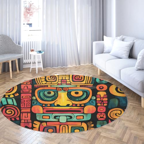 Moderne einzigartige Design Runde Teppiche Mysteriöse exotische Bunte Kreis Bereich Teppich Tragbarer waschbarer Niederflorteppich für Wohnzimmer Wohnung 150cm Moderne einzigartige Design Runde Teppiche Mysteriöse exotische Bunte Kreis Bereich Teppich Tragbarer waschbarer Niederflorteppich für Wohnzimmer Wohnung 150cm von LANDERSION