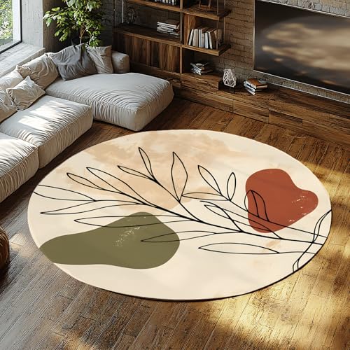Moderner Abstrakter runder Teppich Flauschiger und bequemer dünner Teppich Nordic Line Pflanze waschbarer Kreis Bereich Teppiche für Büro Kinderzimmer Klassenzimmer 200cm Moderner Abstrakter runder Teppich Flauschiger und bequemer dünner Teppich Nordic Line Pflanze waschbarer Kreis Bereich Teppiche für Büro Kinderzimmer Klassenzimmer 200cm von LANDERSION