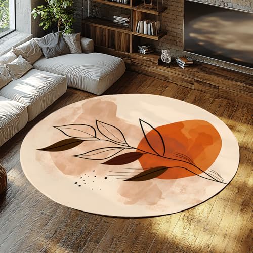 Moderner Abstrakter runder Teppich weicher gemütlicher waschbarer Rutschfester Kreis Teppiche Nordic Light Luxus Stil Teppich für Büro Esszimmer Studio 80cm von LANDERSION